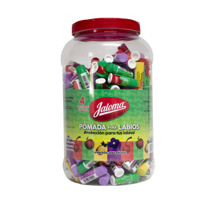 Pomada para labios, vitrolero 4 sabores	250 piezas